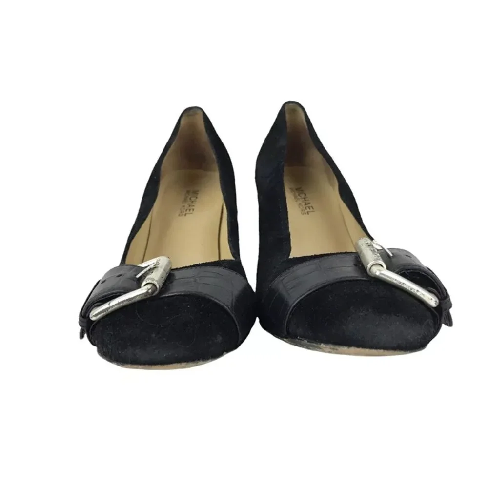 Michael Kors Womens Black Vero Cuoio Slip On Cone Pump Heel Size US‎ 7.5